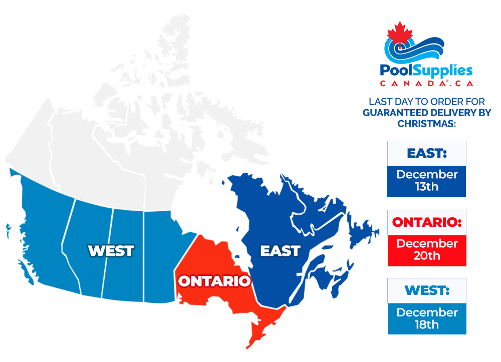 Pool Supplies Canada Estimated Shipping Map for the Holiday Season