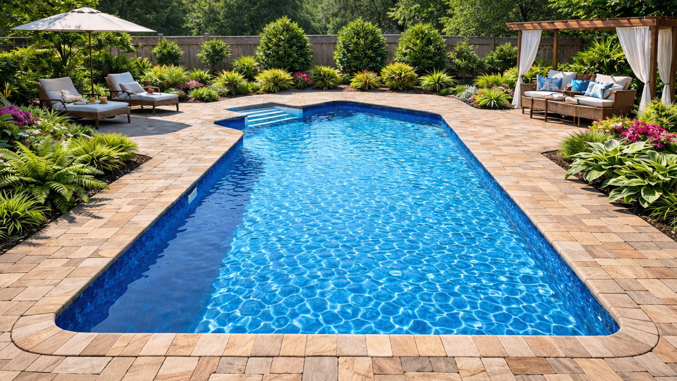 16 x 32 ft Lazy-L 2 ft Radius Inground Pool Basic Package