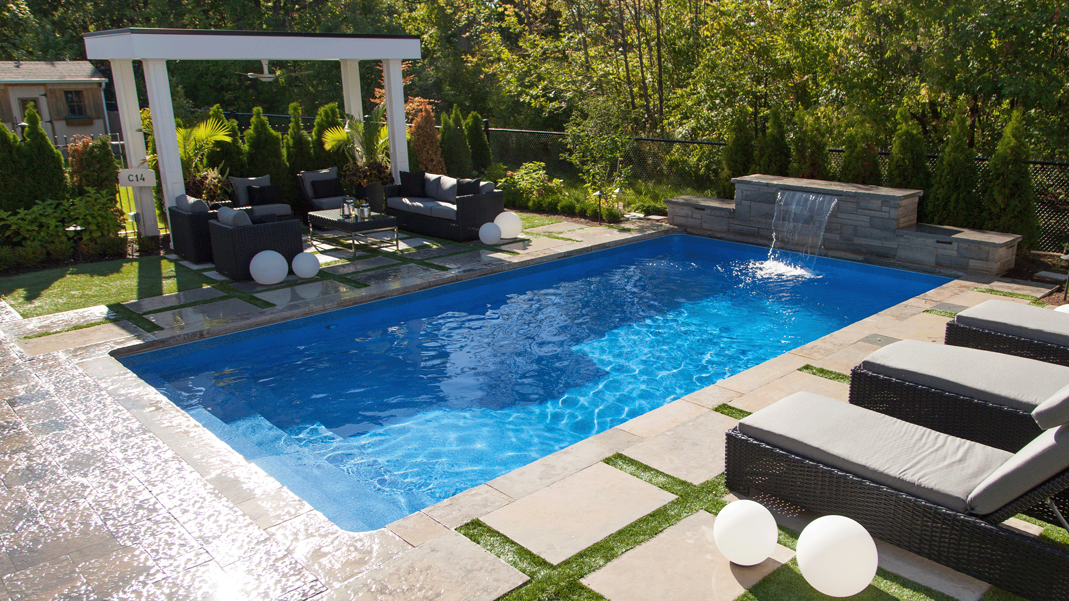 14 x 28 ft Rectangle 6 Inch Radius Corners Inground Pool Complete Package