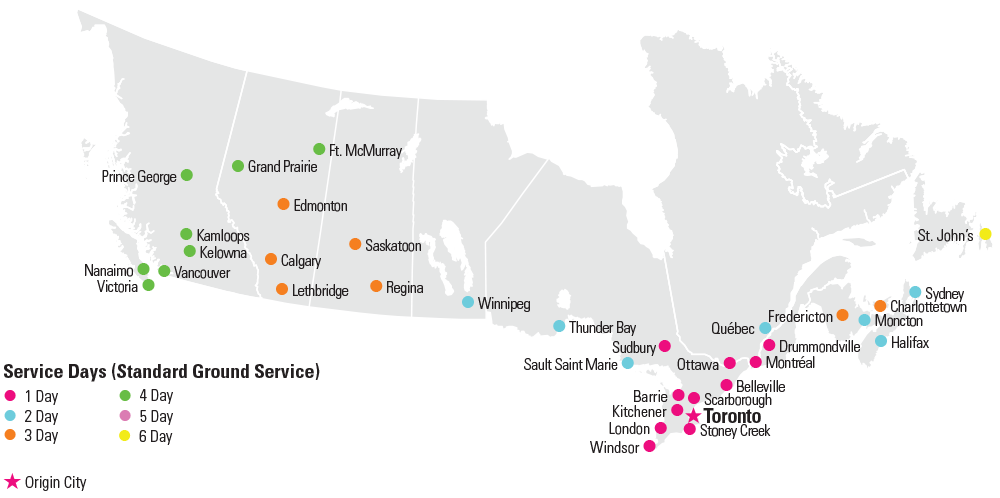 Pool Supplies Canada Estimated Shipping Map