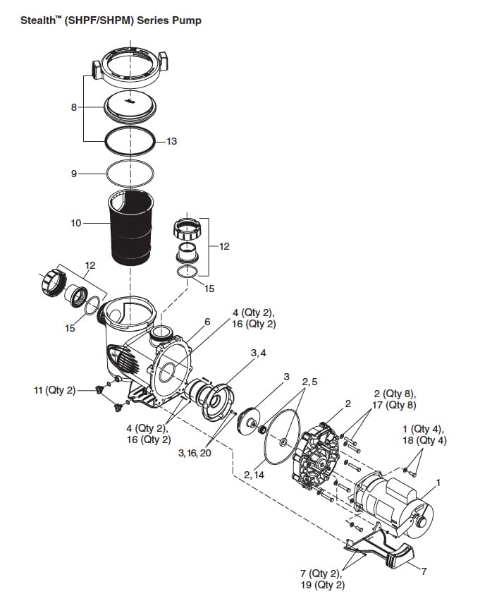 Jandy R0479304 - 2HP Motor, Single-Speed SHPM