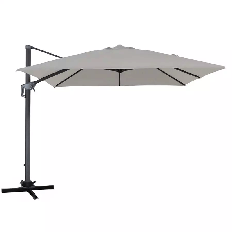Parasol à suspension carré décalé de 10 pieds (argent moulé/noir)