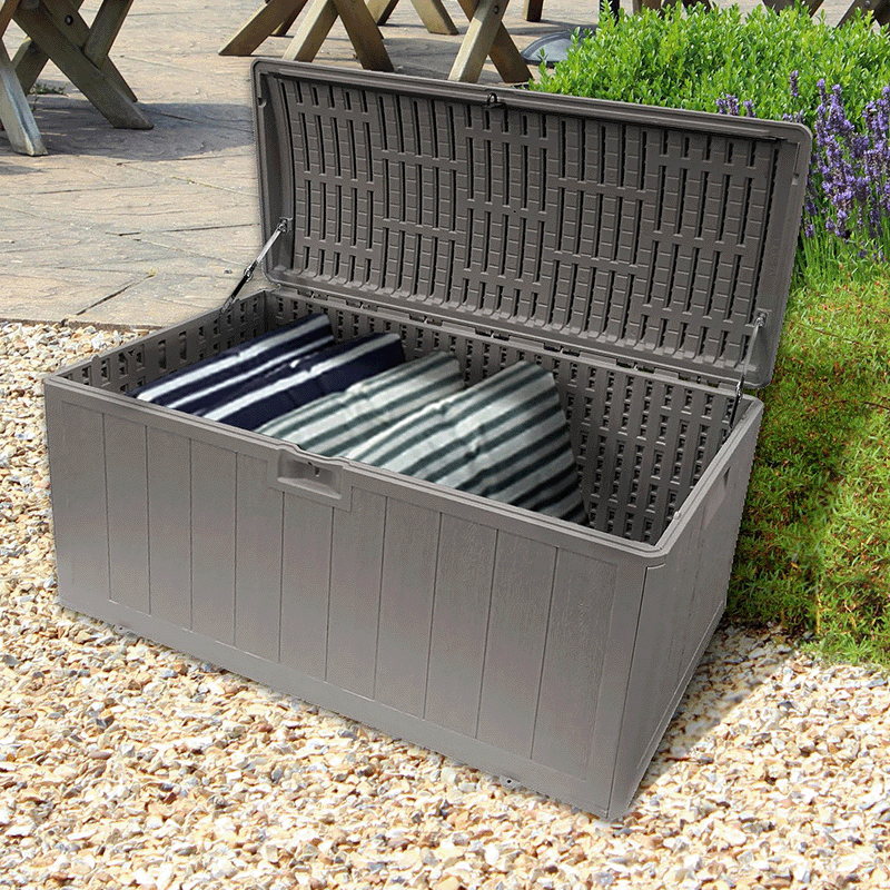 130 Gallon Resin Outdoor Storage Box (Driftwood)