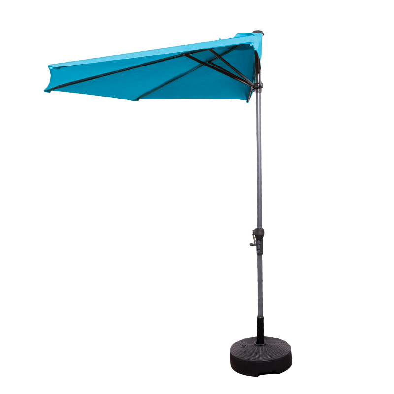 9.8 x 3.2 ft Half Wall Market Umbrella (Black/Ocean)