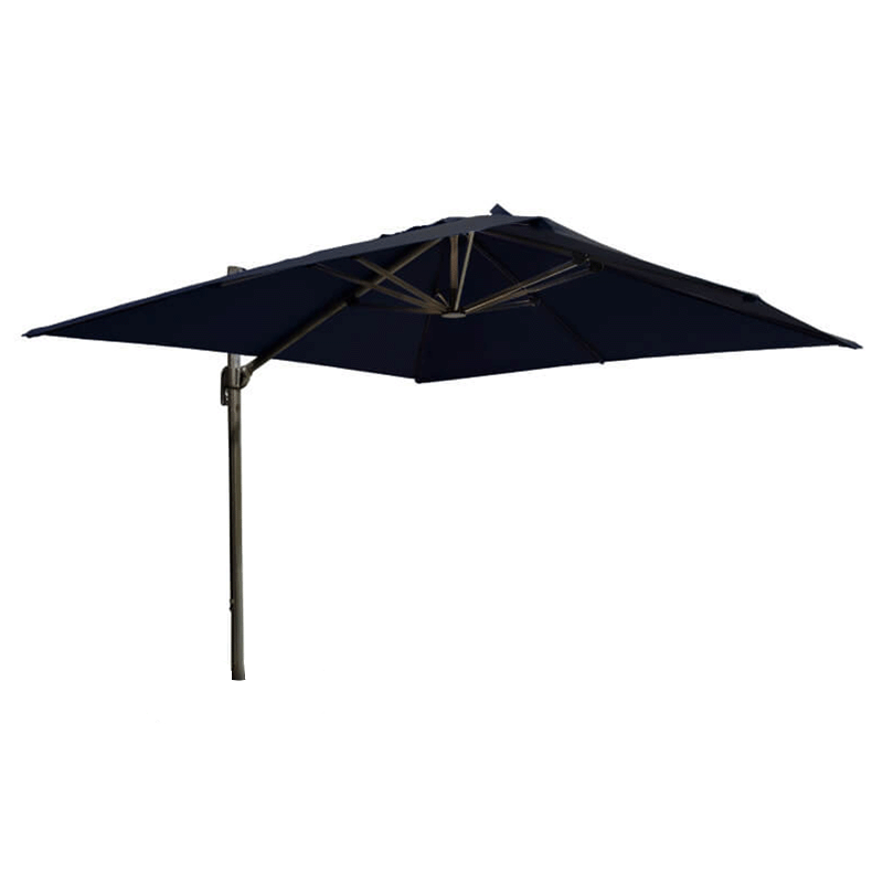 Parasol à suspension carré de luxe de 10 pieds avec matériau Sunbrella (charbon/noir)