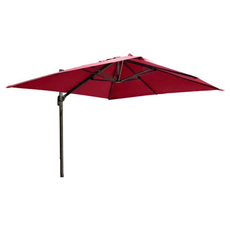 10 ft Deluxe Square Suspension Umbrella with Sunbrella Material (Charcoal/Jockey Red)