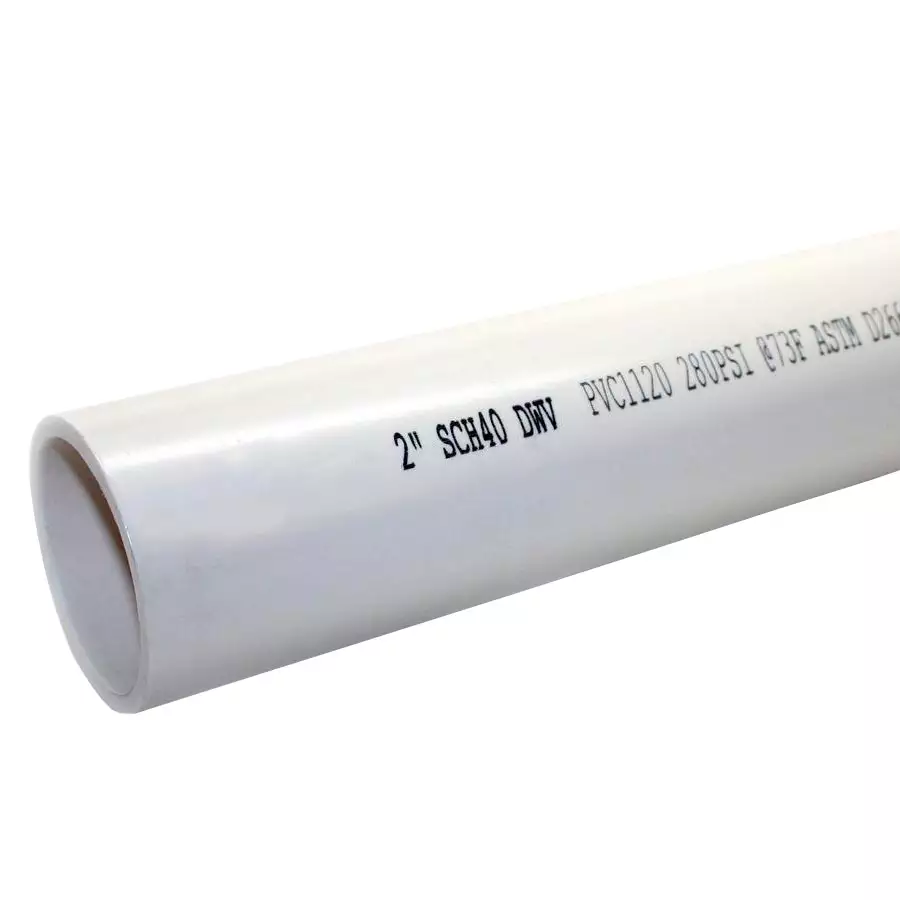Tuyau blanc en PVC rigide Schedule 40 de 2 pouces (longueur de 10 pieds)
