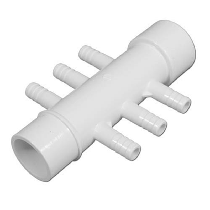Waterway Manifold 1 Inch Slip x 1 Inch Spigot x (6) 0.375 Inch Barbs - 672-3900