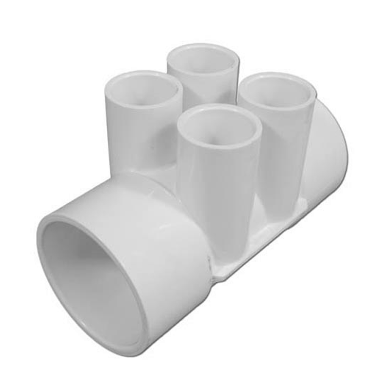 Waterway Manifold 2 Inch Slip x 2 Inch Spigot x (4) 0.75 Inch Slip Ports - 672-4200