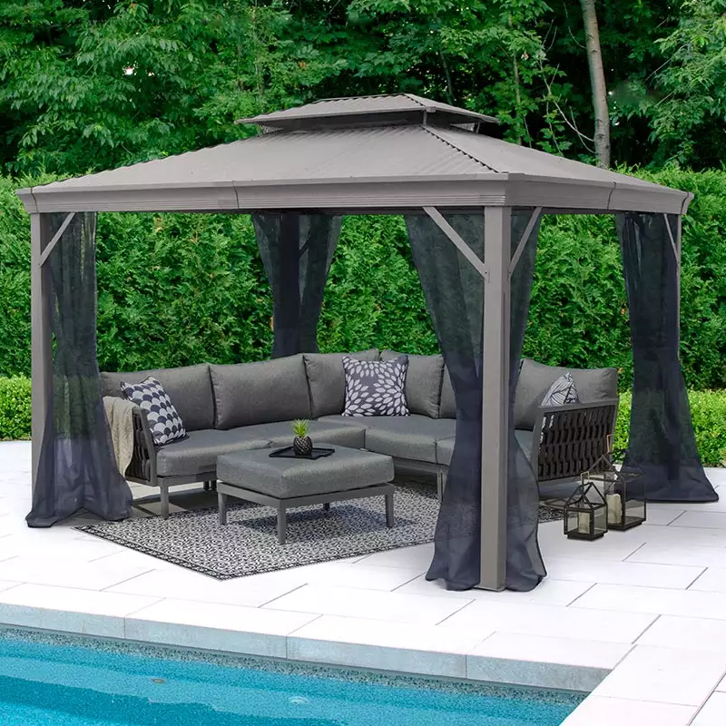 Maestrale II 10 x 14 ft Galvalume Gazebo with Netting (Anthracite)