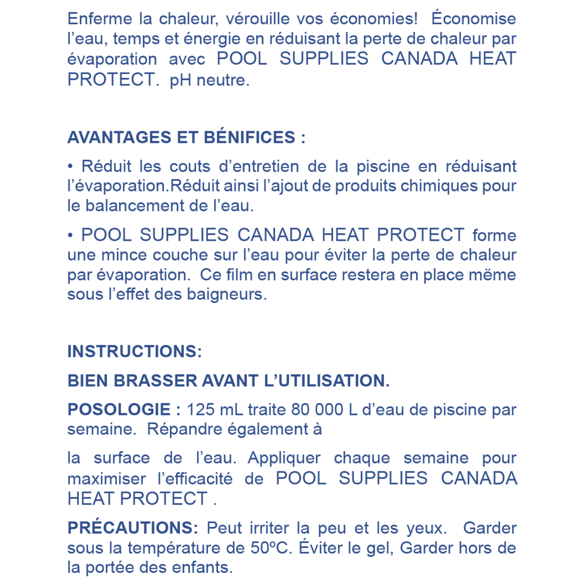 Heat Protect (1 L) par Pool Supplies Canada