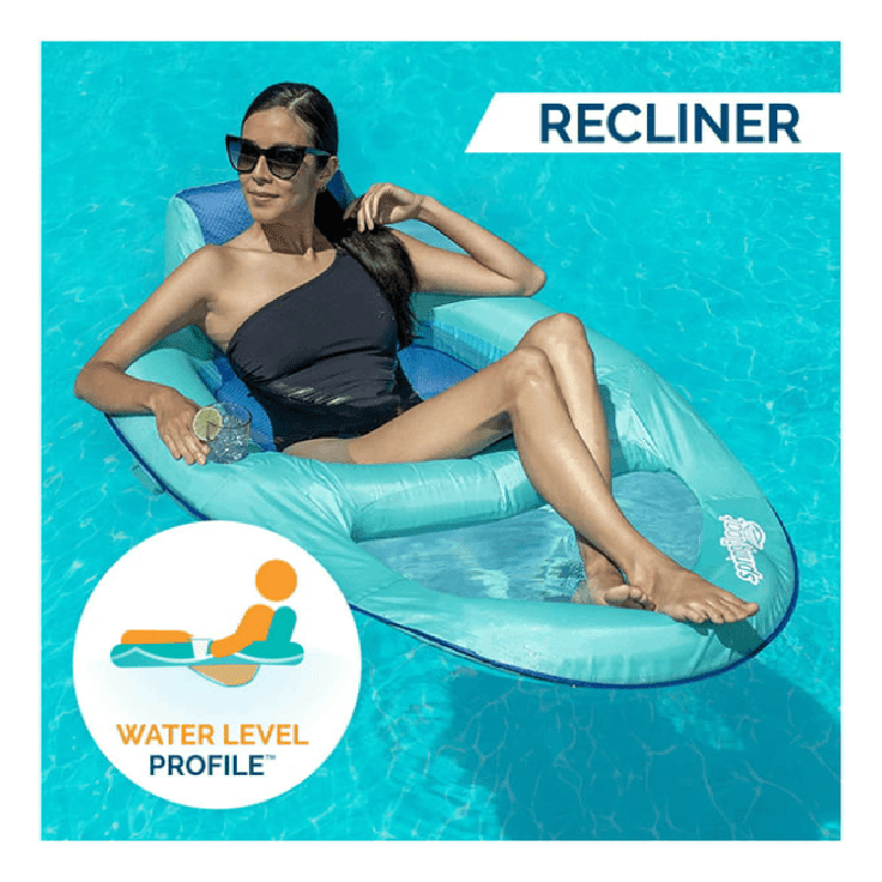 Spring Float Recliner Lounger with Hyper-Flate Valve (Aqua)