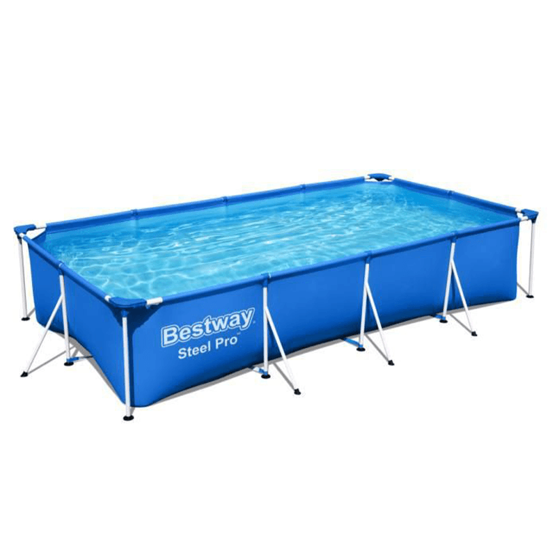Open Box Bestway Steel Pro Complete 13 ft 1 Inch x 6 ft 11 Inch Rectangular 32 Inch Tall Above Ground Pool Kit with Pump and Filter