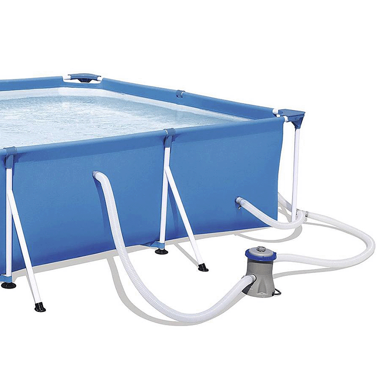 Open Box Bestway Steel Pro Complete 13 ft 1 Inch x 6 ft 11 Inch Rectangular 32 Inch Tall Above Ground Pool Kit with Pump and Filter