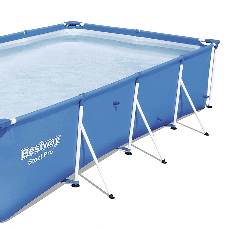 Open Box Bestway Steel Pro Complete 13 ft 1 Inch x 6 ft 11 Inch Rectangular 32 Inch Tall Above Ground Pool Kit with Pump and Filter