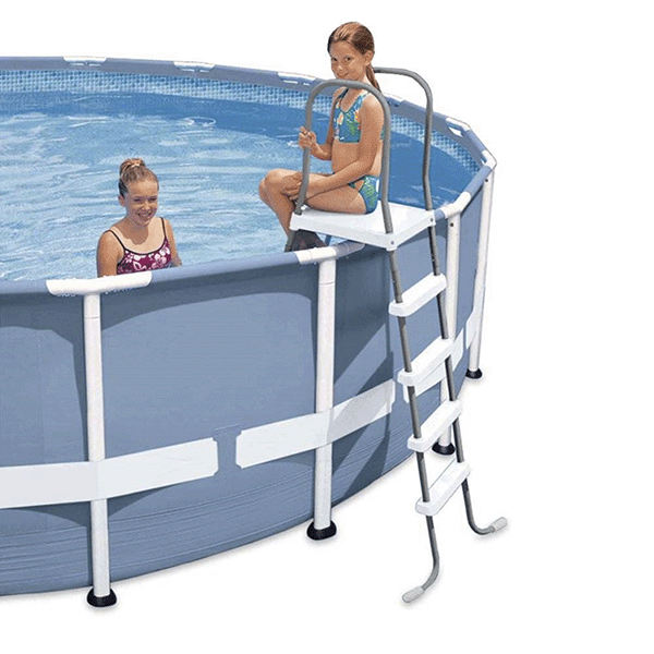 Open Box INTEX Steel Frame 52 Inch Pool Entry Step Ladder for Above Ground Pools