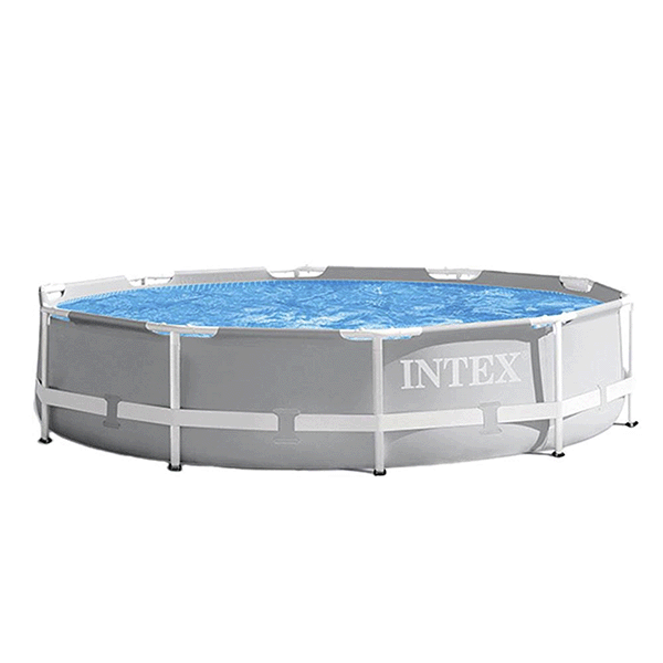 Open Box INTEX 10 ft x 30 Inch Prism Frame Above Ground Pool with Filter Pump (Gray)