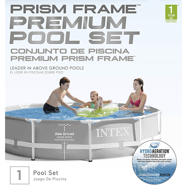 Open Box INTEX 10 ft x 30 Inch Prism Frame Above Ground Pool with Filter Pump (Gray)