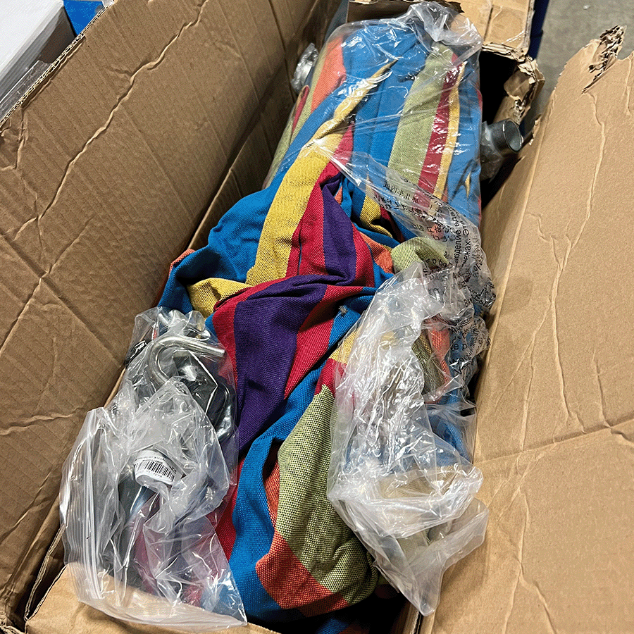 Open Box Vivere 9 Ft Double Hammock and Steel Stand Combo (Tropical Colour)