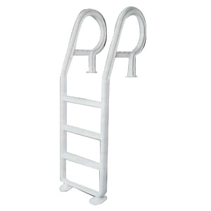 Open Box Resin Above Ground Pool Deck Ladder (White)