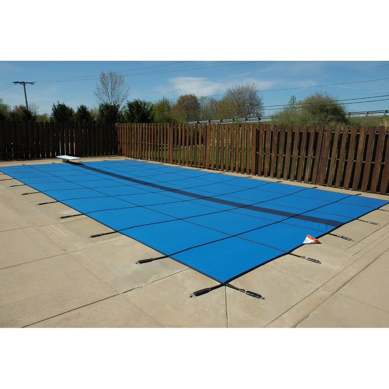 Blue 18 x 36 ft Rectangle with 4 x 8 ft Center Step Safety Cover Hyper Light Solid
