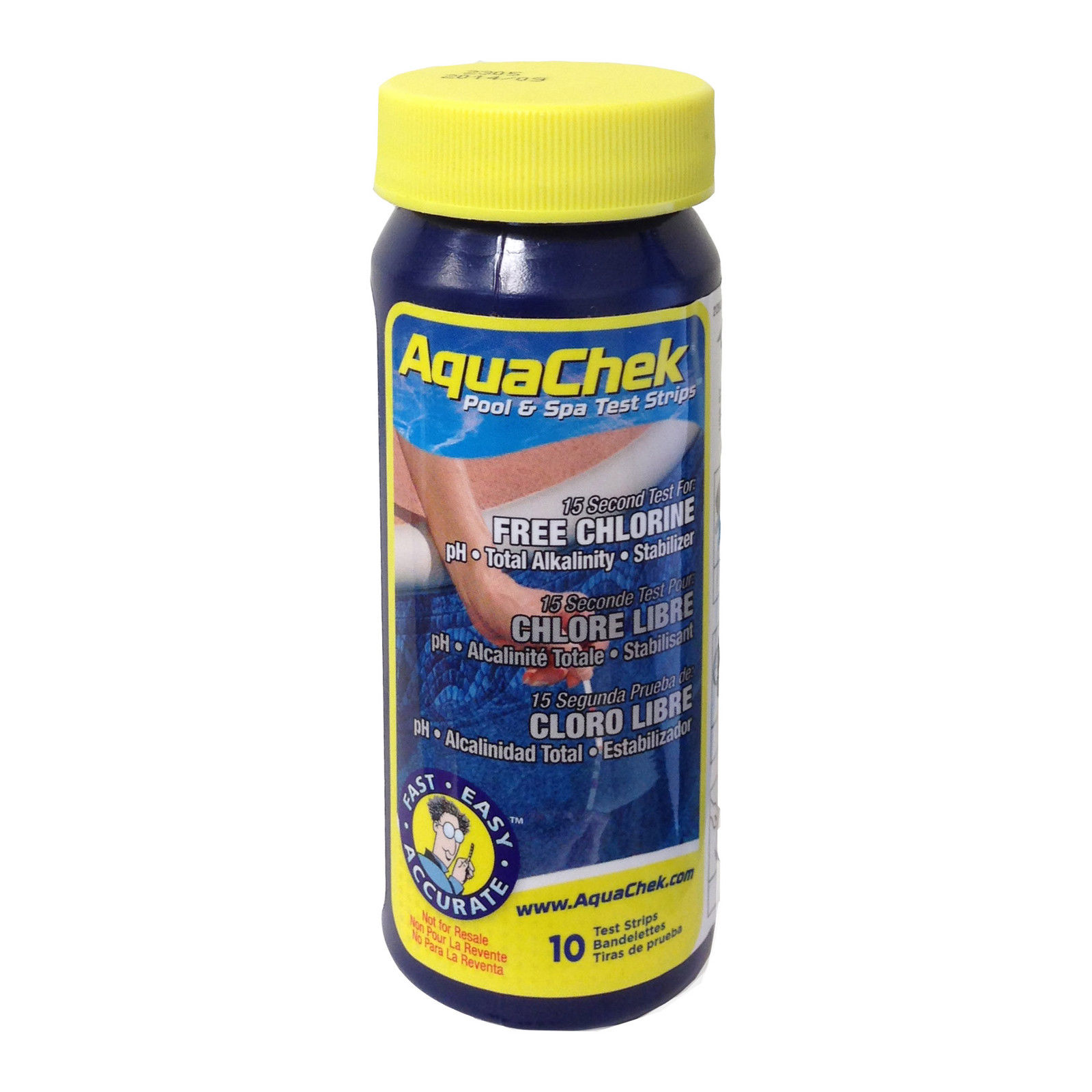 AquaChek Yellow 4 in 1 Chlorine Test Strips (10 Strip Bottle, Expired