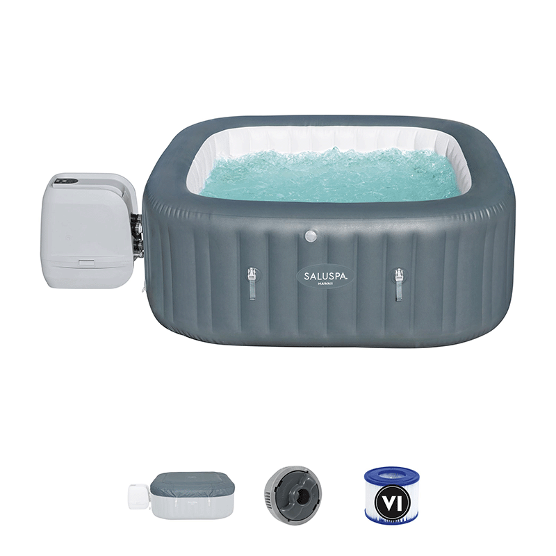 Open Box Saluspa Hawaii Hydrojet Pro 4-6 Person Inflatable Hot Tub (71 x 71 x 28 Inches)