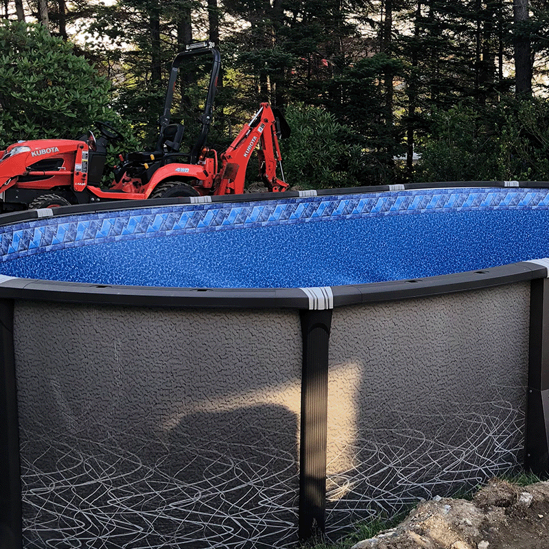 Toile accrochée River Stone ronde de 15 pieds pour piscine d'une hauteur de 54 pouces