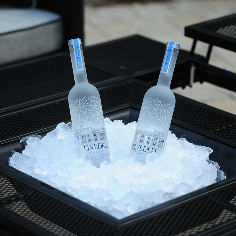 Sofi 54 Inch Square Ice Bucket Table (Black)