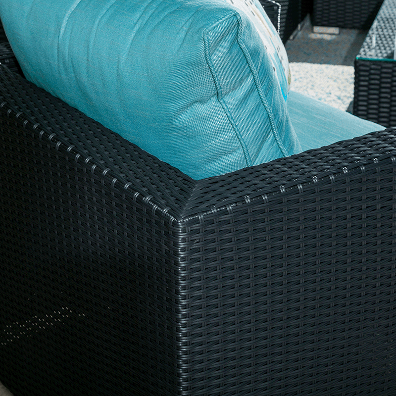 Ensemble sectionnel Torino 6 pièces (noir / bleu ciel)