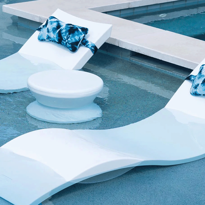 Ledge Lounger Signature Standard Side Table Without Umbrella Hole (White)