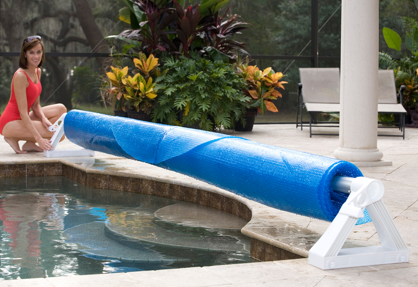 Enrouleur solaire pour piscine creusée GLI Cyclone avec tube de 20 pieds inclus
