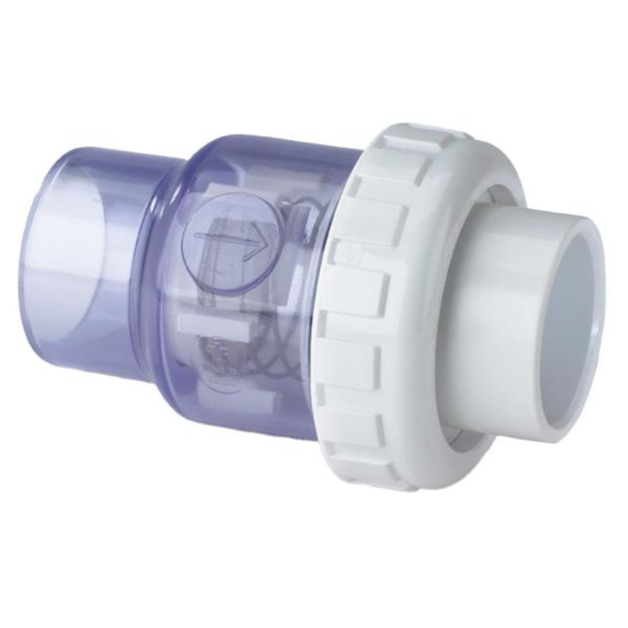 Praher 1.5 Inch Clear Single Union Spring Check Valve