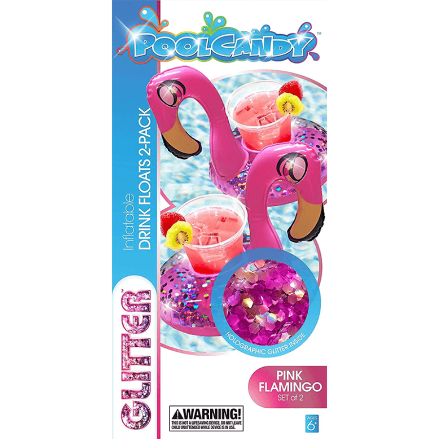 Pool Candy Glitter Flamingo Floating Drink Dock (Pack of 2)