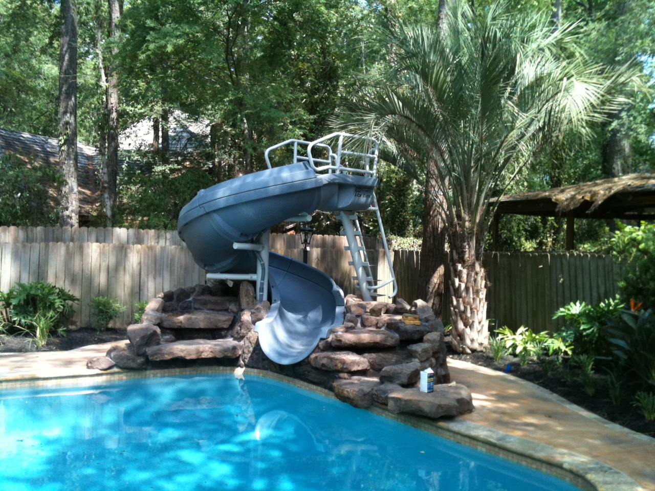 Vortex Inground Pool Slide Open Flume and Ladder (Blue) | Pool Supplies