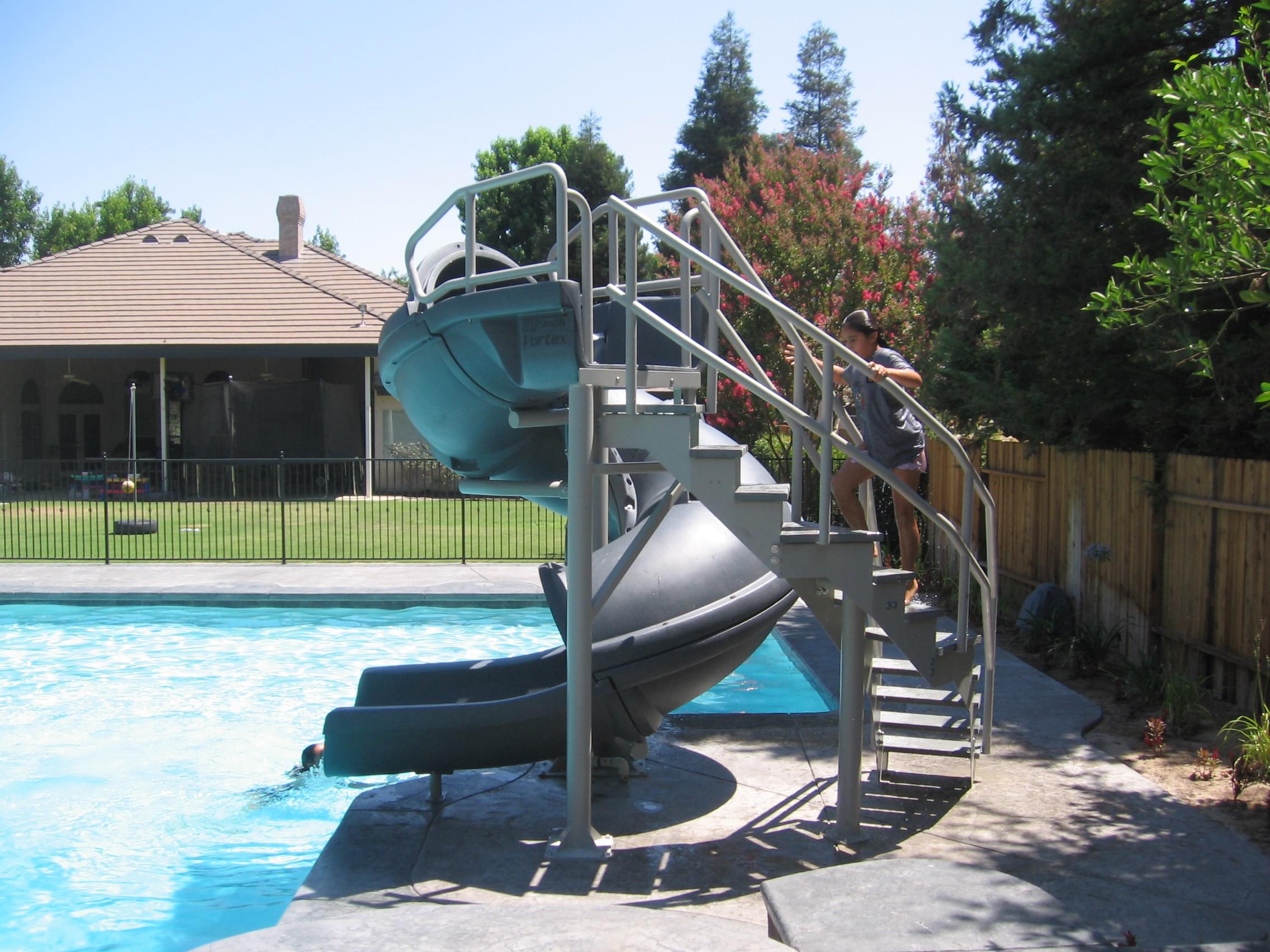 Vortex Inground Pool Slide Closed Flume and Ladder (Gray Granite)