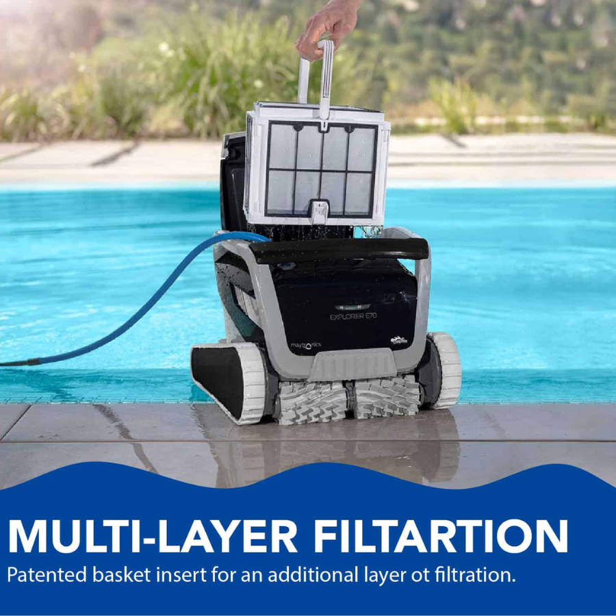 Dolphin Explorer E70 WiFi Capable Robotic Pool Cleaner with BlueTooth and Caddy Cart