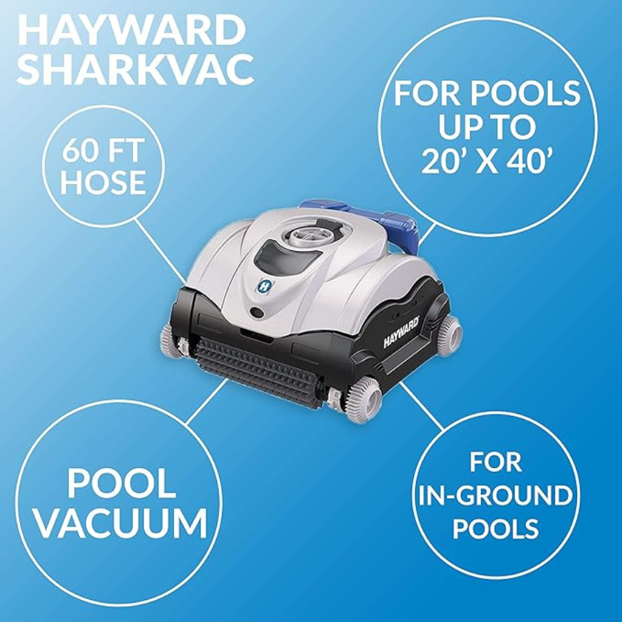 Nettoyeur électronique de piscine creusée SharkVac XL de Hayward avec chariot de transport