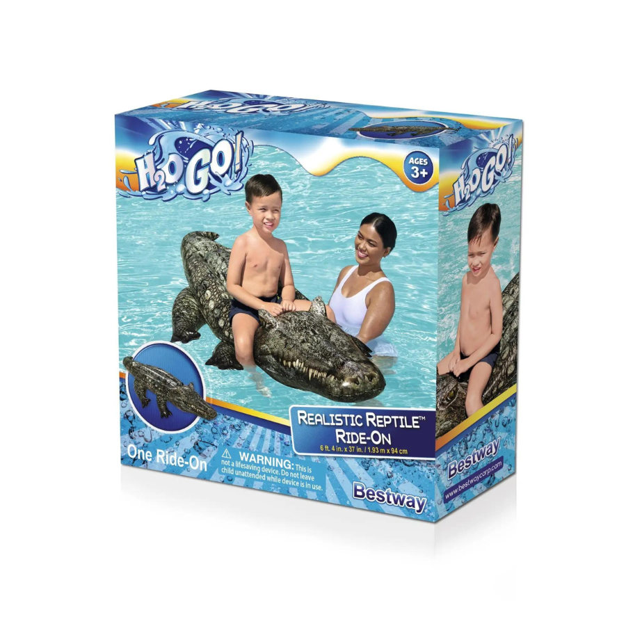 Bestway H2OGO! Flotteur de piscine en forme de reptile réaliste à enfourcher pour enfants