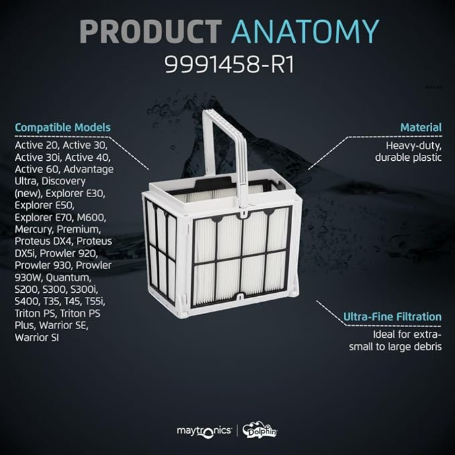 Maytronics Dolphin - 9991458-ASSY - Élément filtrant de remplacement pour cartouche Dolphin