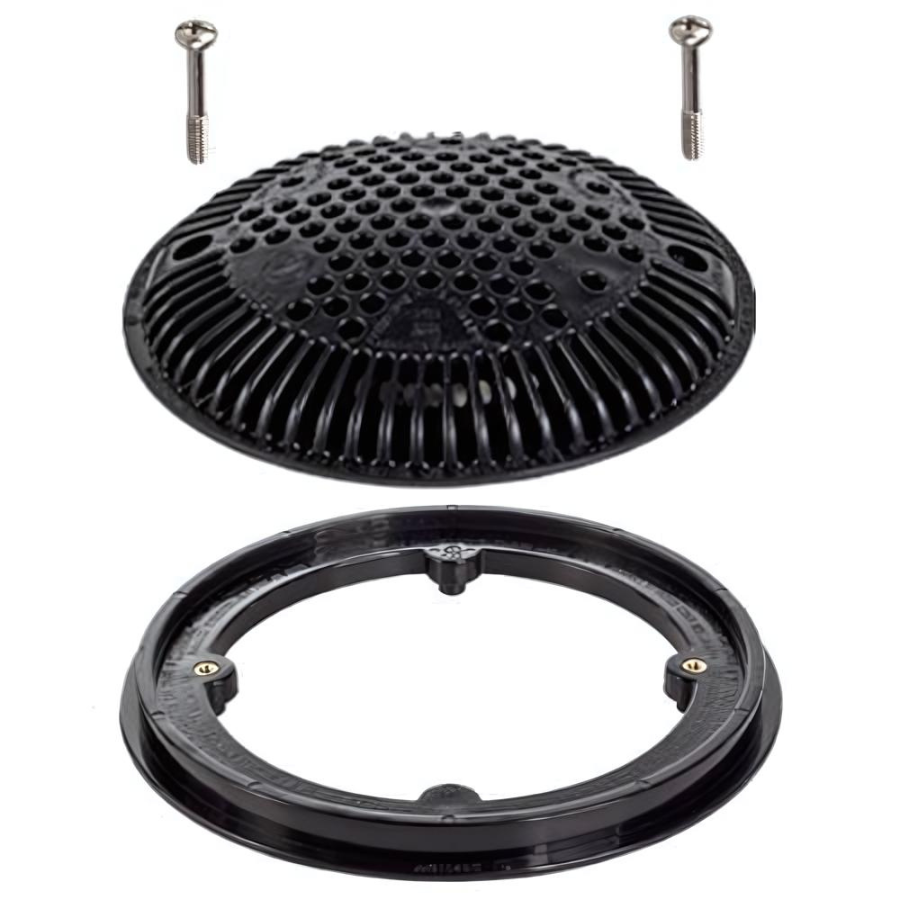 Hayward 8 Inch Round Suction Outlet Frame & Cover - Black
