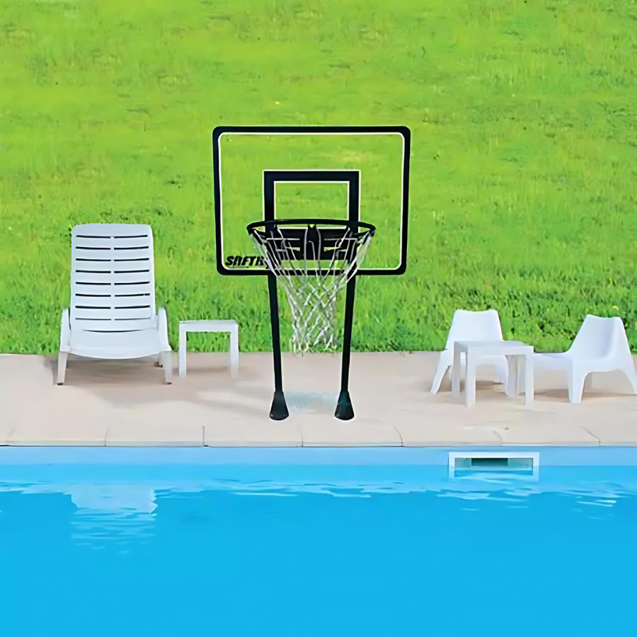 Saftron 42 Inch Residential Basketball Hoop with Dual Black Support Posts