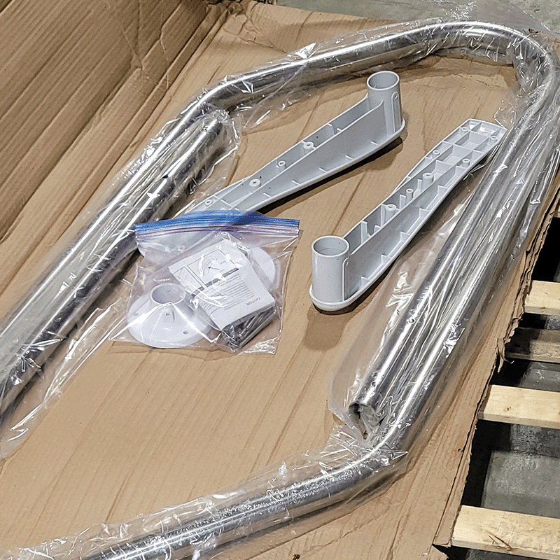 Open Box Oasis Drop in Inground Step with Stainless Steel Handrails (Warped)