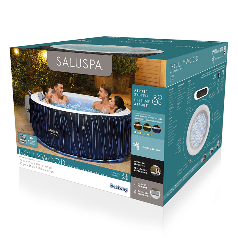 Open Box Saluspa Hollywood Airjet 4-6 Person Inflatable Hot Tub (77 x 26 Inches, Refurbished)