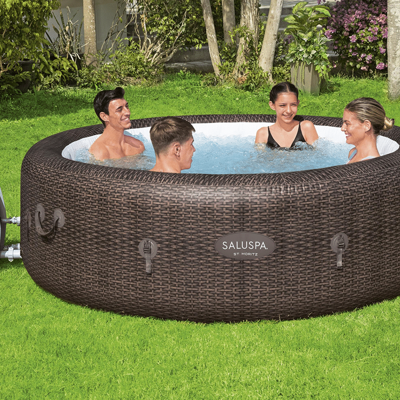 Open Box Saluspa St Moritz Airjet 5-7 Person Inflatable Hot Tub (85 x 28 Inches) - Remis à neuf