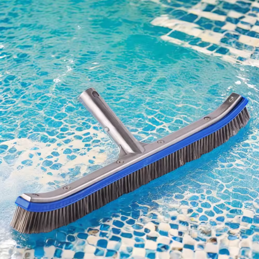 Brosse murale Deluxe de 18 pouces avec dos en aluminium poli