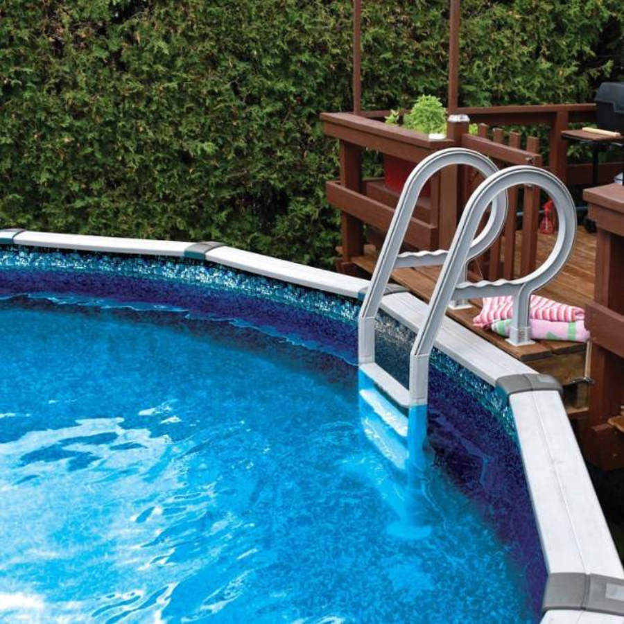 Échelle de terrasse en résine pour piscine hors terre (blanche)