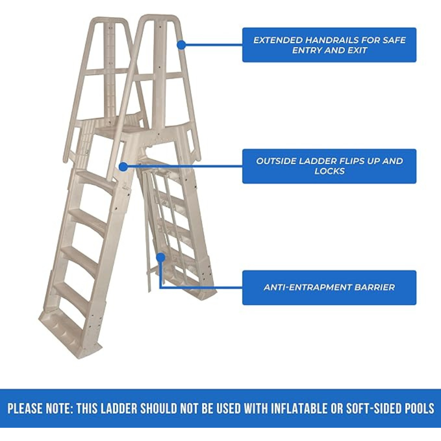 VinylWorks Slide Lock A-Frame Ladder (Grey)