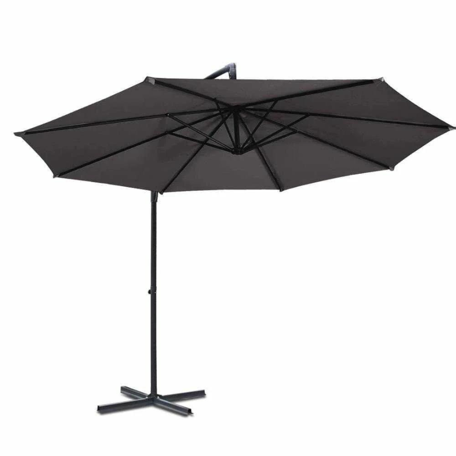 Parasol suspendu en polyester de 10 pieds avec housse (noir/gris)