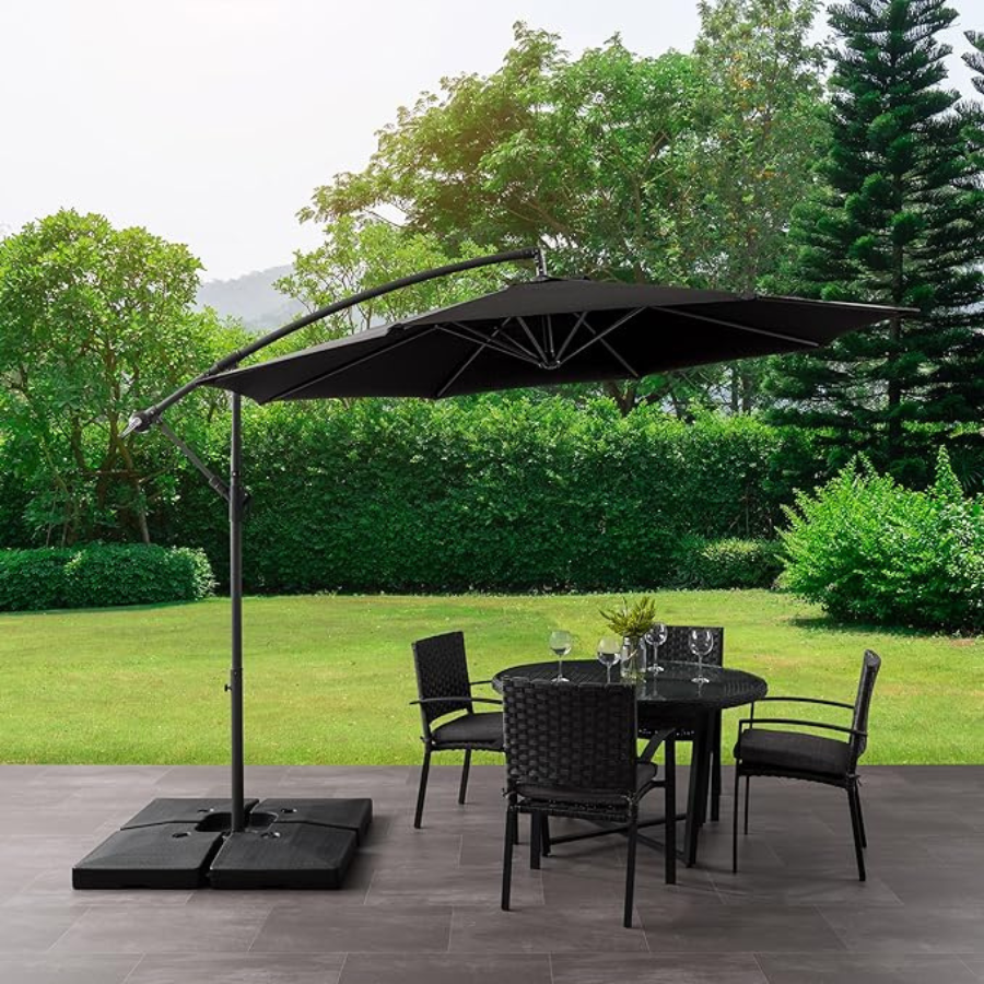 Parasol suspendu en polyester de 10 pieds (noir/noir)